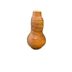 Small Brown Ceramic Artist Art Pottery Handle Bud Vase OOAK Signed EO